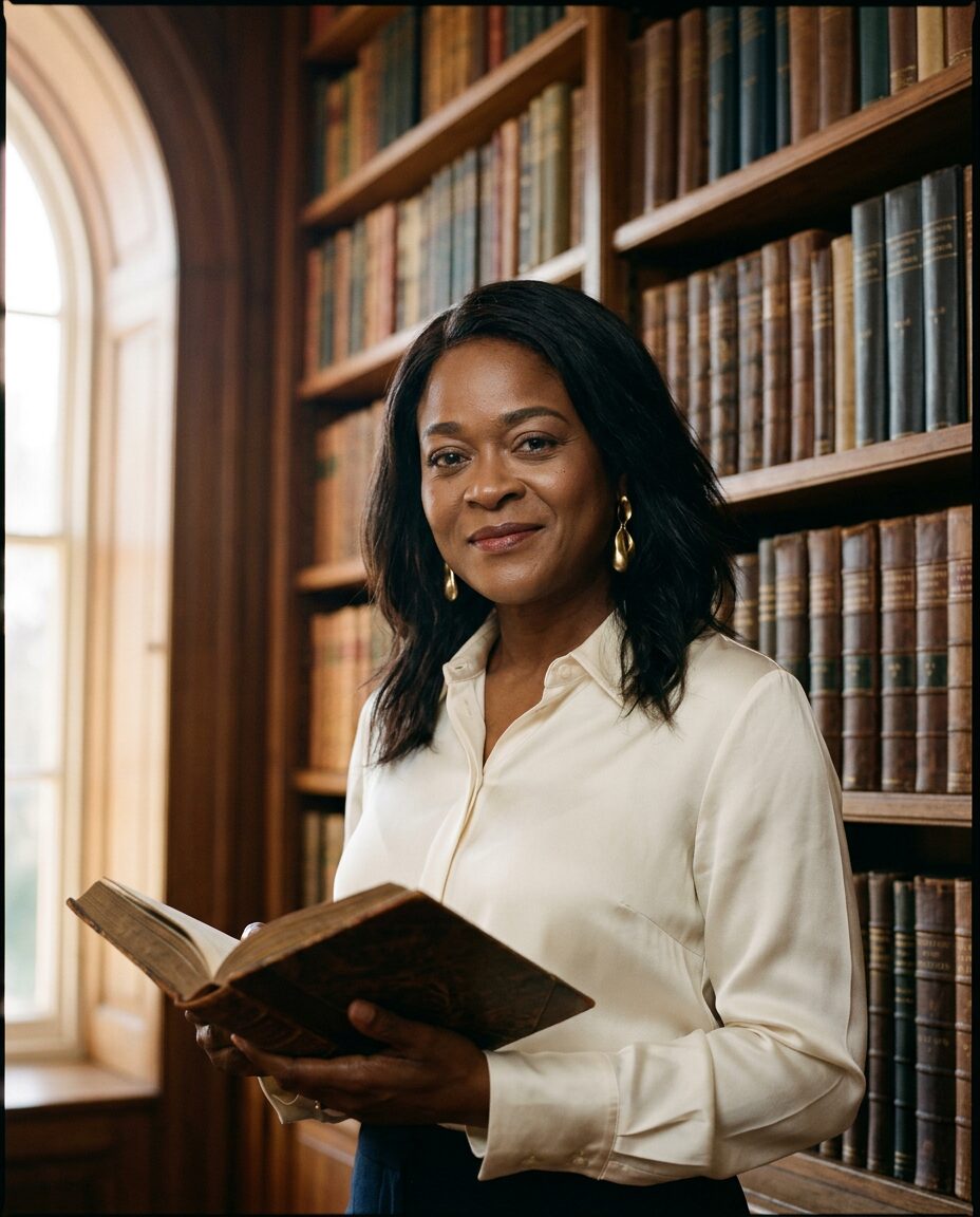 Black-and-white portrait of Irene Agunbiade, founder of Value Unfiltered