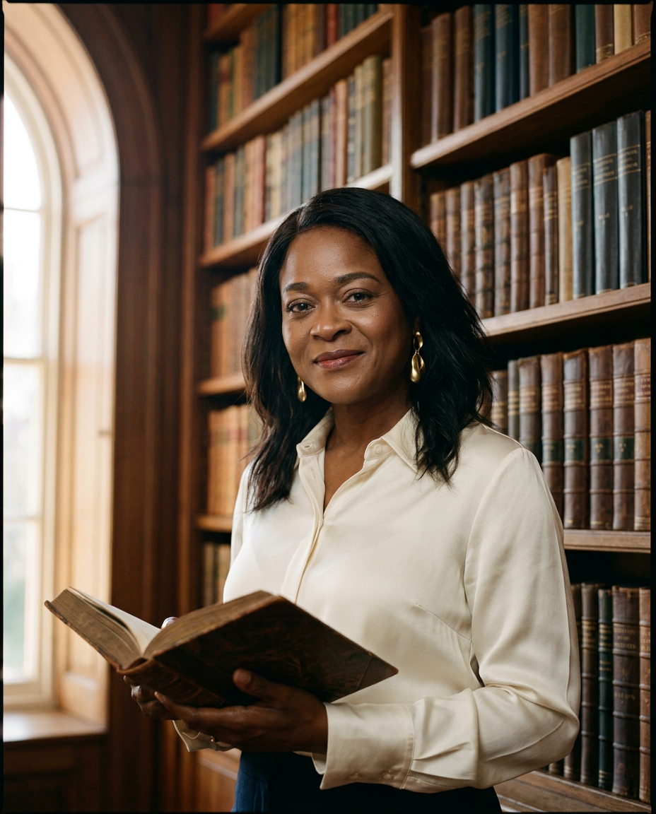 Black-and-white portrait of Irene Agunbiade, founder of Value Unfiltered